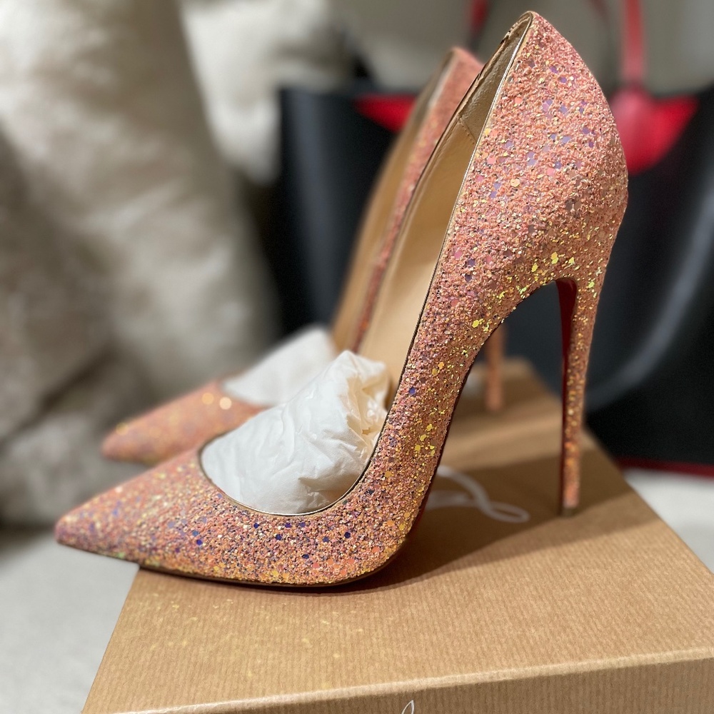 Christian Louboutin So Kate 120 Glitter Dragonfly Pompadour Size 40.5/10.5